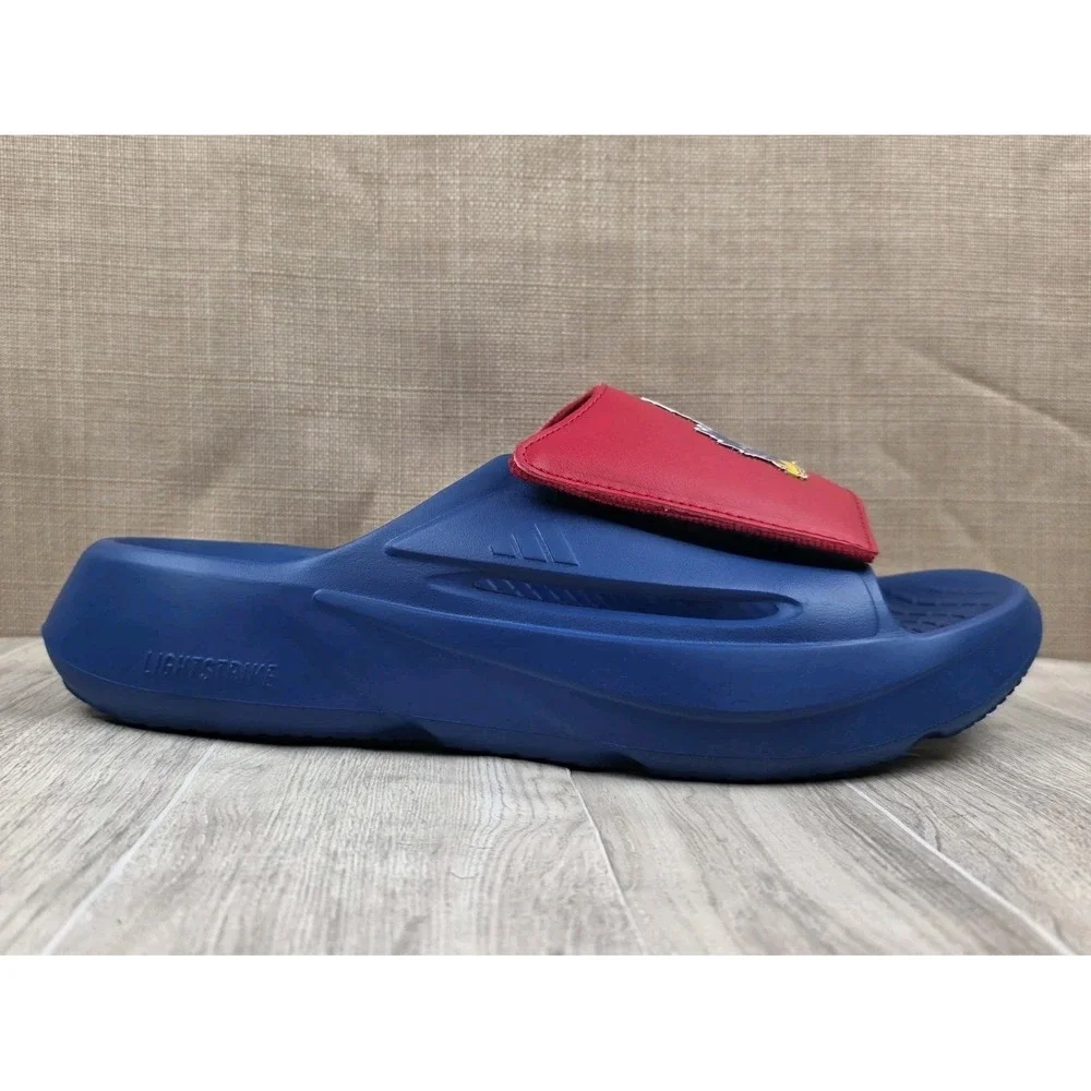 adidas X NCAA Lightblaze Slides Kansas Jayhawks Royal Red Blue Men's Size 7
